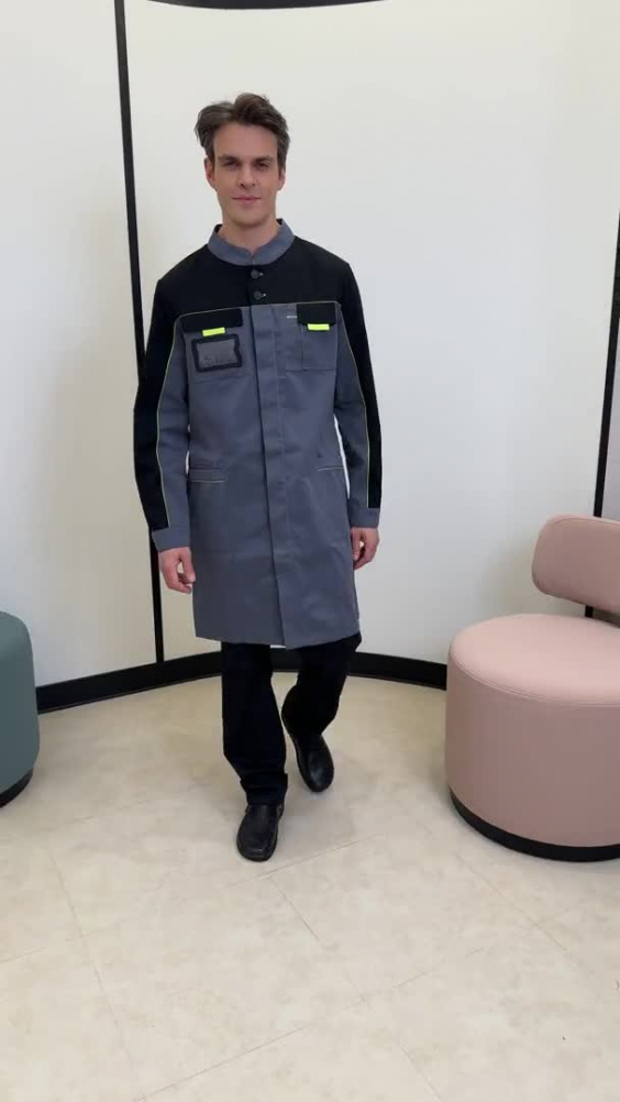 Халат КЛИНПЛЕКС ТЕХНОЛОГ черный/графит